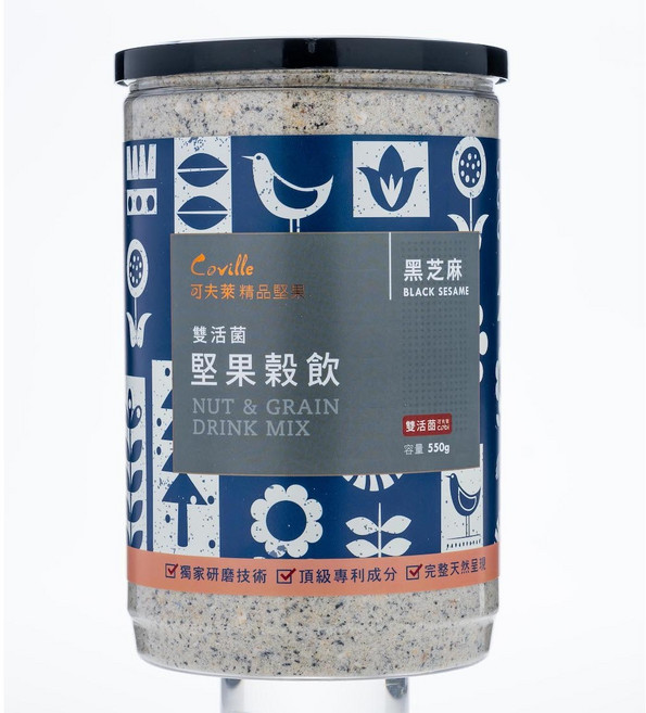 可夫萊精品堅果 雙活菌堅果穀飲 黑芝麻口味 550g, 2個