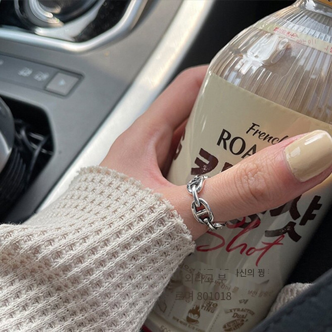 【아침 햇살】925 스털링 실버 한국어 동쪽 게이트 복고풍 질감 돼지 코 더블 레이어 광택 트위스트 반지 간단한