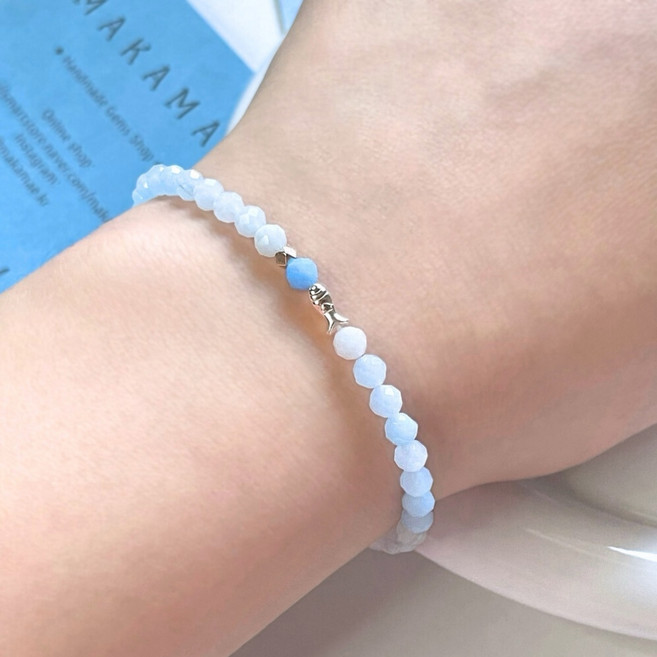 행운을 부르는 아쿠아마린 팔찌 물고기 실버925 원석팔찌 천연석 행운 수기운 탄생석 의미있는 선물 3월 탄생석