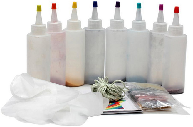 의류염색 천연염색 화방 옷염색 염료 고무 밴드 장갑 포함 타이 다이 DIY 키트 안전한 무독성 셔츠 원단 패션 염색 그래피티 용품, 없음, 2) Gold