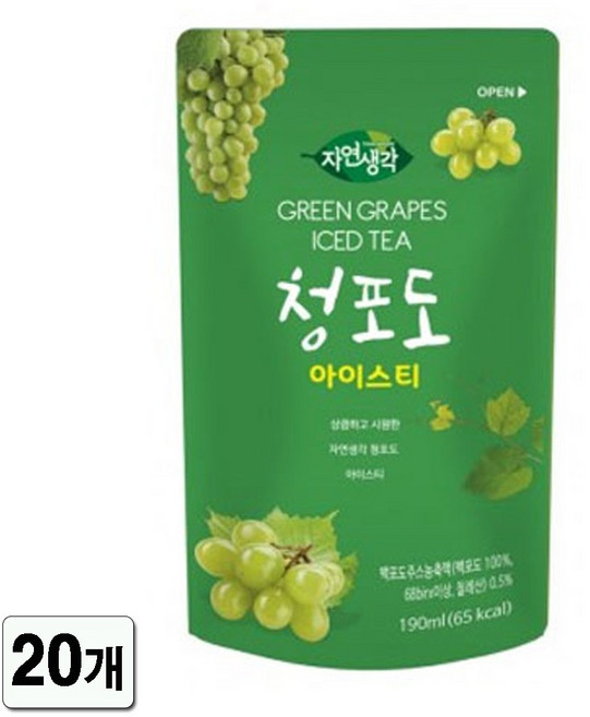 자연생각 청포도 아이스티, 190ml, 20개