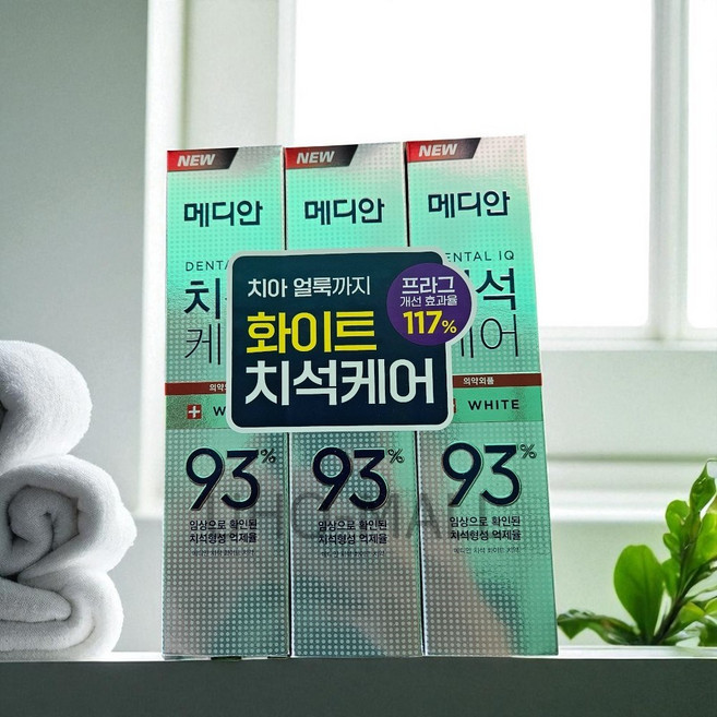 메디안 치석치약 프라그제거 화이트치아 120g 3개입