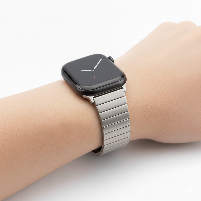 부금 애플워치 스테인리스 메탈 스트랩 시계줄 밴드, 1개, 은색