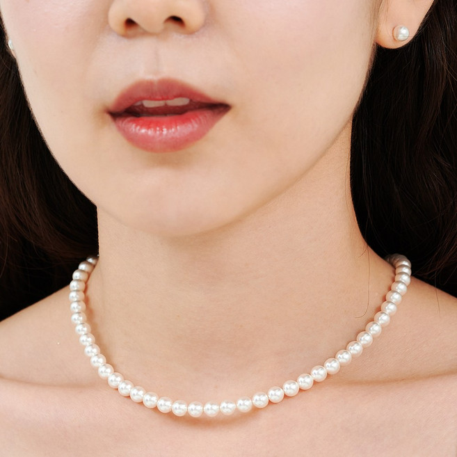 에바주얼리 혼주 여성 핵진주 스와로브스키 14k 목걸이 귀걸이 세트 케이스