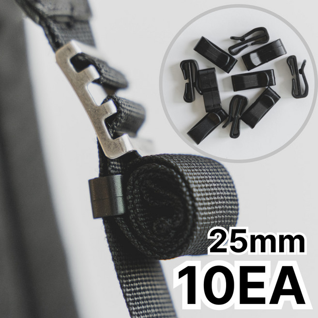 이츠오 가방끈 정리 고정 클립, 10개, 블랙