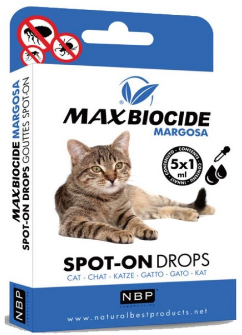 NBP MAX BIOCIDE 苦楝精油貓用驅蝨滴劑 (5劑入), 1個, 5ml