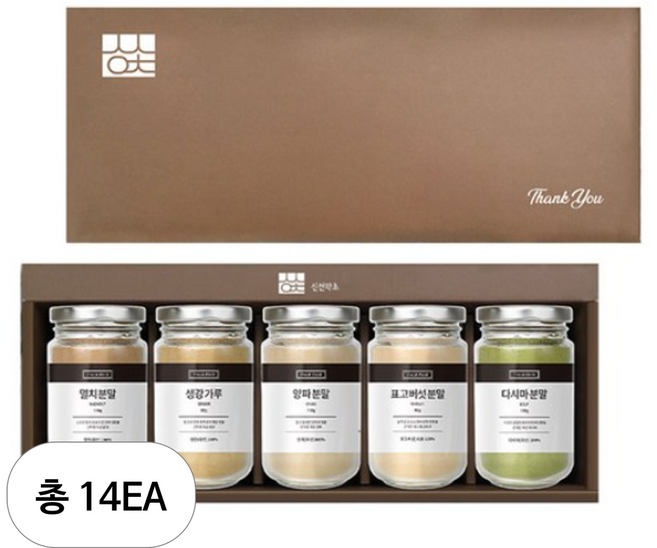 신선약초 조미료 멸치 110g + 생강 80g + 양파 110g + 표고버섯 45g + 다시마 120g 선물세트, 14세트