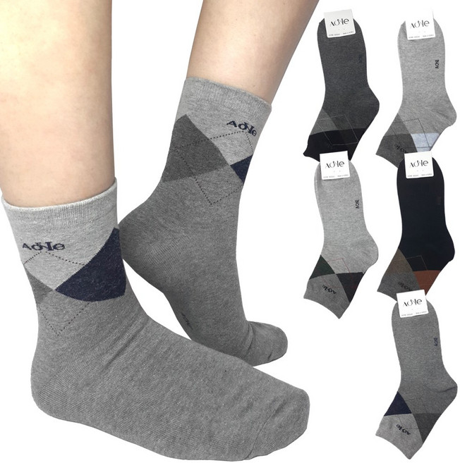 에이원패션 남성용 실속형 패션 캐주얼 미니 중목 양말 5족 세트