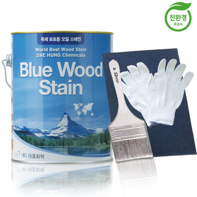 대흥화학 오일스테인 목재용 오일스텐 3.5L투명베이스 무광(붓+장갑+사포), 밝은오크(붓+장갑+사포), 1개