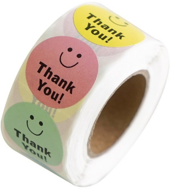 디어플레이스 땡큐 스마일 롤스티커 500매, 1개, 8색 땡큐 스마일