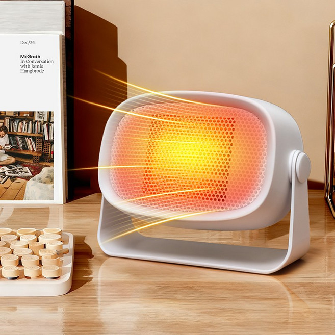 SOTCAR 미니 온풍기 가정용 사무실 탁상용 PTC 온풍기 팬히터, 화이트