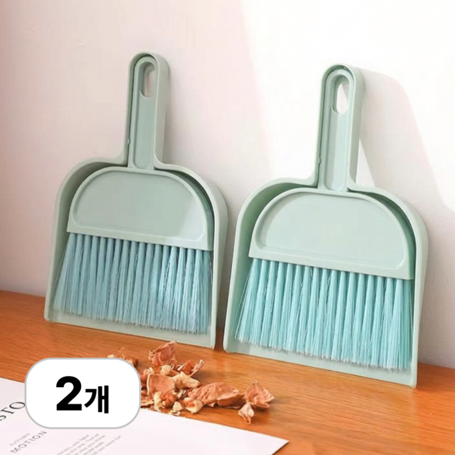 로멀리 미니 빗자루 쓰레받기 세트, 민트, 2개