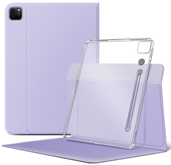 더조은셀러 아이패드 호환 이지홀 스핀 회전 가로 세로 스탠딩 케이스, 라벤더