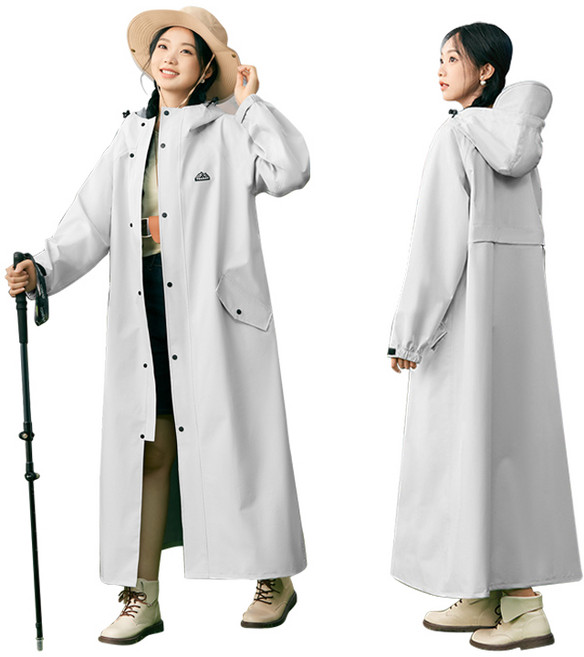 LINSHU 롱코트 등산 도보 패션 우비 다용도 루즈핏 순색 골프 방수레인코트