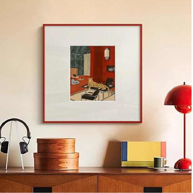 모던 인테리어 벽걸이 포인트프레임 거실액자, 레드 달마시안