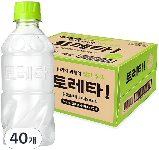 토레타 이온음료 무라벨, 340ml, 40개