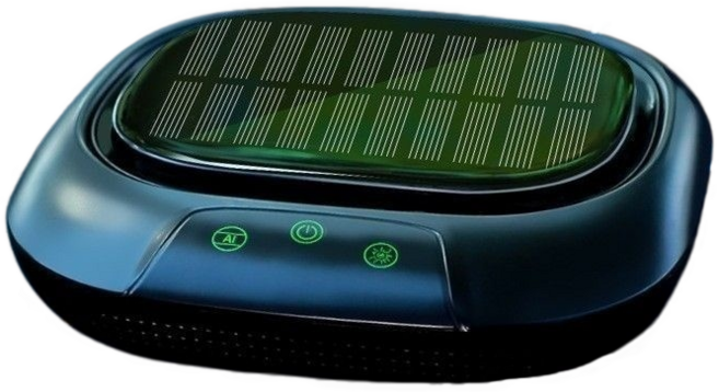 車載空氣淨化器，太陽能供電，UVC殺菌除異味, 黑色, /