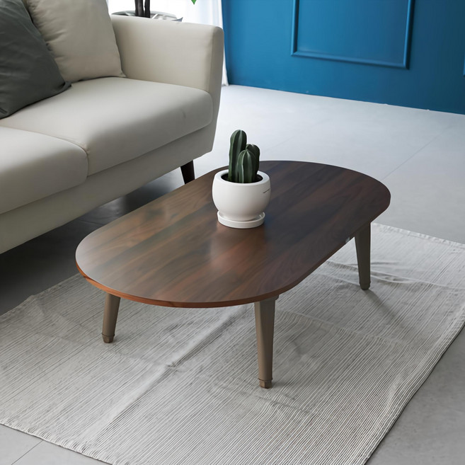 스토리퍼니쳐 국내생산 E0 LPM 6단높이조절 타원 거실 테이블, 콜롬비아월넛