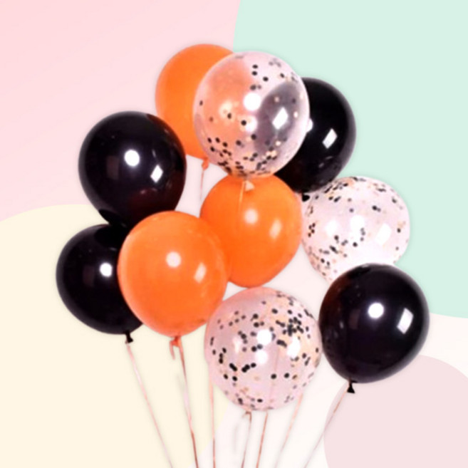 [예쁨주의지호] 할로윈 라텍스풍선 모음 E / 할로윈풍선/할로윈장식/ 할로윈파티/할로윈거미풍선/할로윈현수막, E_할로윈 주블펄 라텍스풍선 (10개입)