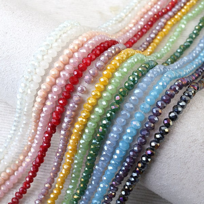 싼비즈 [2-344]크리스탈 론델컷 4mm 오팔 1줄(약100개)