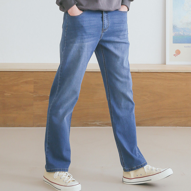 버번진 오슬로 스트레이트 내츄럴 워싱 데일리 스판 일자 데님 청바지 H004