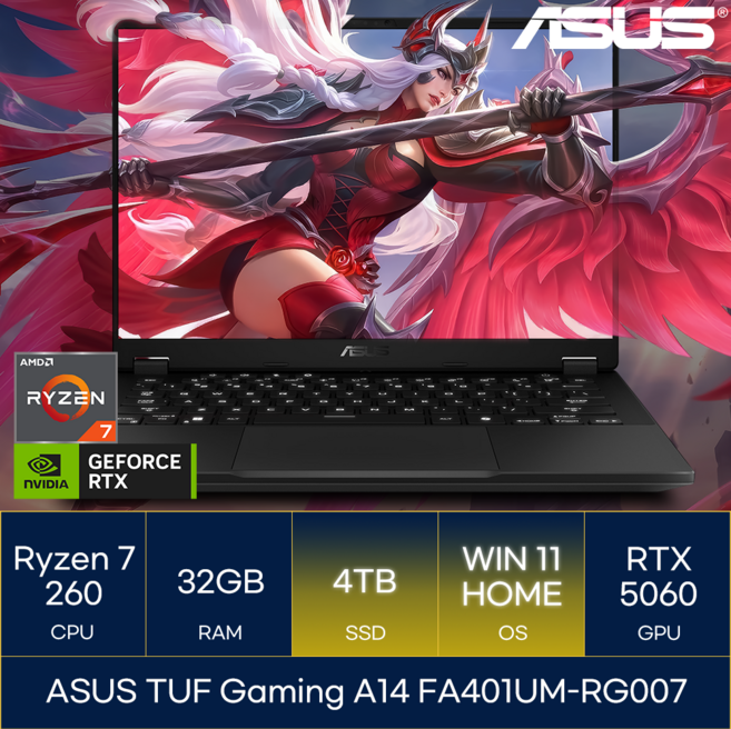 ASUS TUF Gaming A14 FA401UM-RG007, WIN11 Home, 32GB, 4TB, 예거 그레이