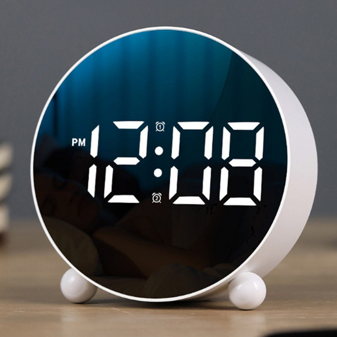 wingo LED 디지털 탁상시계 인테리어 알람시계 심플스타일, 화이트