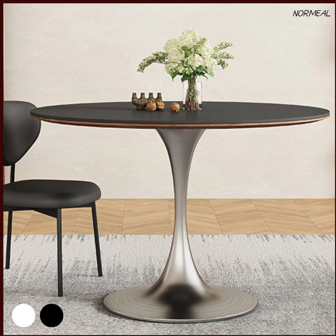 NORMEAL 하이엔드 메탈 코어 구조 세라믹 원형식탁 까페 테이블 스테인리스 화이트 블랙, 120cm, B