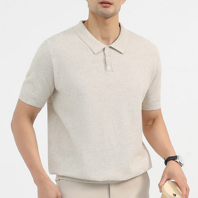 글리멜로 남자 여름 캐주얼 쿨링 니트 반팔 티셔츠