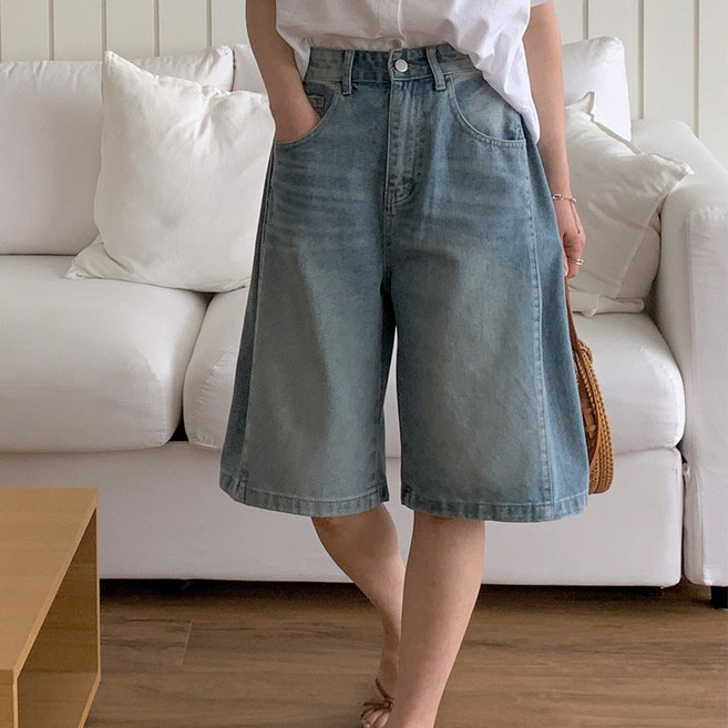 다올샵 여성 버뮤다팬츠 옆절개 핀턱 반바지 5부 7부