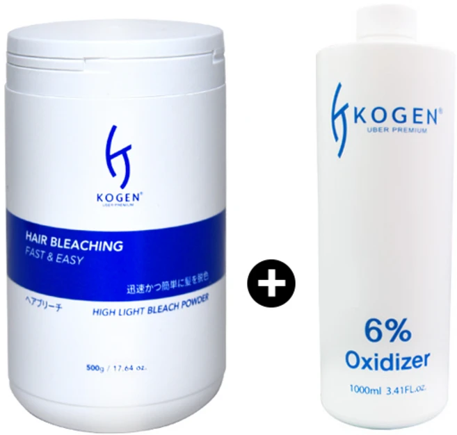 코겐 하이라이트 브리치 파우더 탈색약 500ml + 코겐 산화제 6% 1000ml, 1개 - 쿠팡