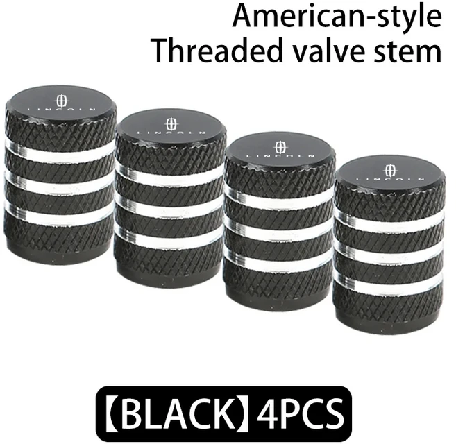 호환 4/8pcs Knurling 차량 휠 타이어 밸브 링컨 네비게이터 콘티넨탈 Mondeo MKZ MKC Aviator Corsair 용, 04 black-4PCS
