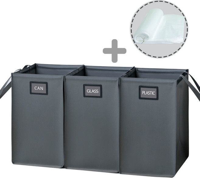 아임 분리수거함 3매세트 + 전용봉투 50매, 그레이