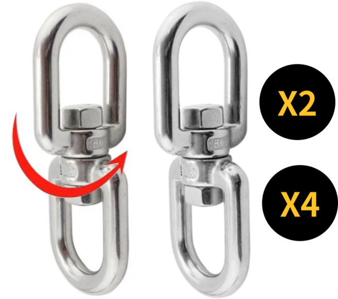 아이맥스몰 스텐 더블 슈벨 회전도래 스냅도래 회전 고리 꼬임방지 2p 4p 서스 sus 304, 1개, 2개입