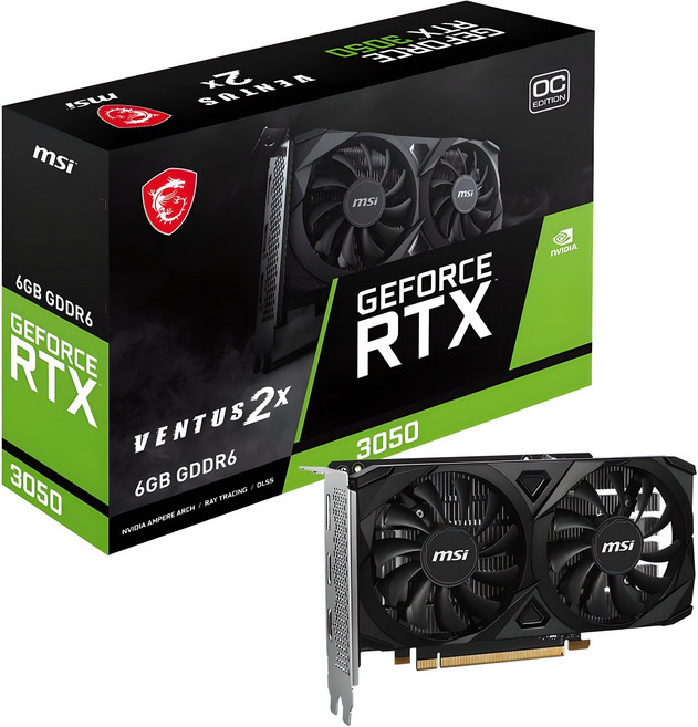 MSI 지포스 RTX 3050 벤투스 2X E OC D6 6GB, 1개
