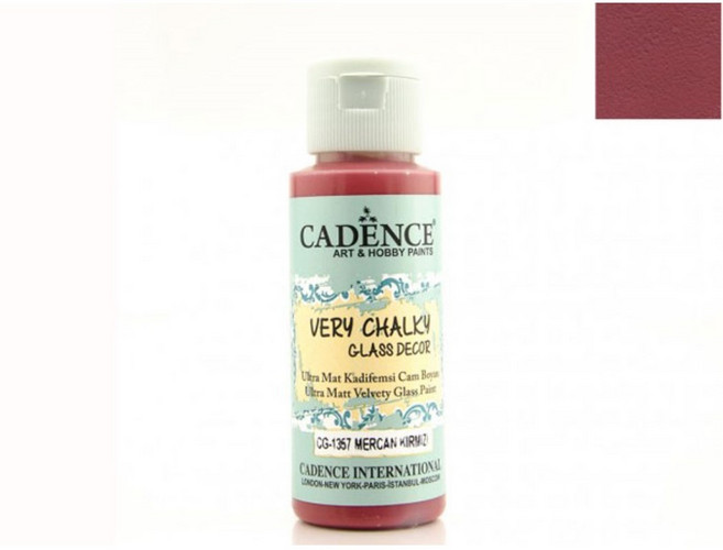 헤리티지공예 CADENCE 베리쵸키 글라스 데코 울트라 매트 물감 59ml (무광 수성 유리 글라스 포슬린 물감), 16.코랄레드(CG1357)