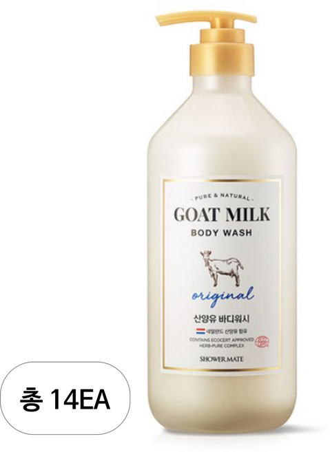 샤워메이트 산양유 바디워시 오리지널, 800ml, 14개