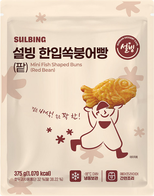 설빙 한입쏙 미니붕어빵 팥, 3개, 375g