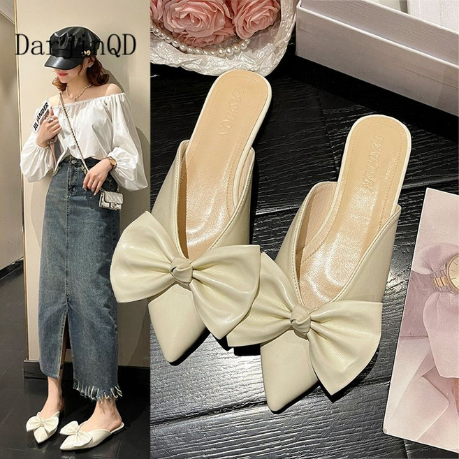 DarjinQD 여성 여름 스틸레토 리본 샌들