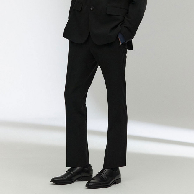 [STCO] 남성 베이직 사방스판 반맞춤 포멀 수트 팬츠 클래식핏 블랙