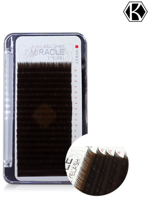 미라클다크브라운 플랫모 더블아이래쉬 20줄, J컬, 0.15, 8mm, 1개, 다크