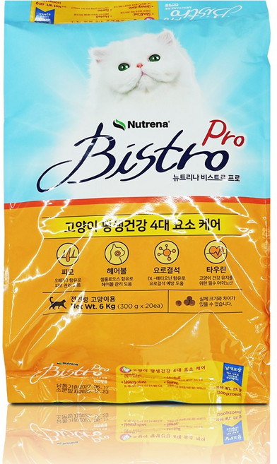 뉴트리나 비스트로 애묘사료 6kg (300g x 20개) 고양이사료 전연령, 뉴트리나 비스트로  6kg(300g x 20개), 1개