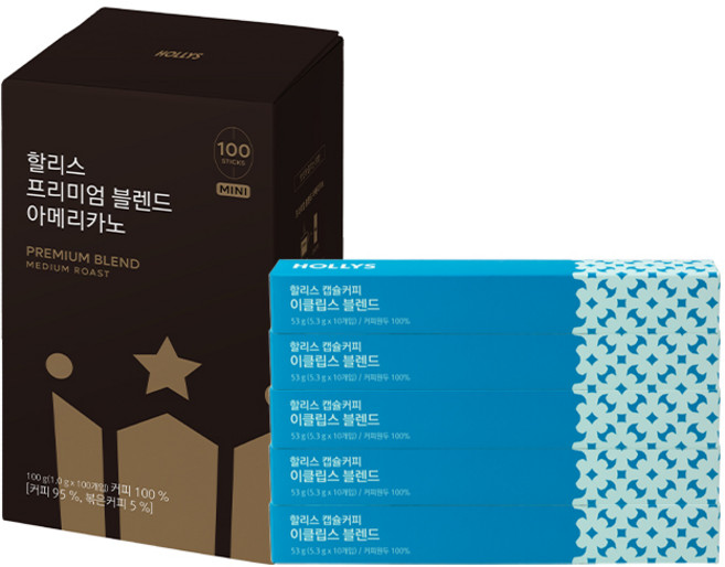 [할리스] 프리미엄 블렌드 아메리카노 100T + 캡슐커피 이클립스 50캡슐