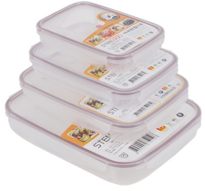 스텐락 카네이션 사각 찬합 반찬통 4size 1호 2호 3호 4호, 1개