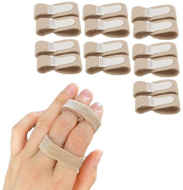 핑거 버디 스트랩 14팩 테이프 랩 포함 핑키/링/중간/인덱스 핑거용 손가락 부목용 루프 다친 손가락을 지지합니다, 14pcs-beige, 1개