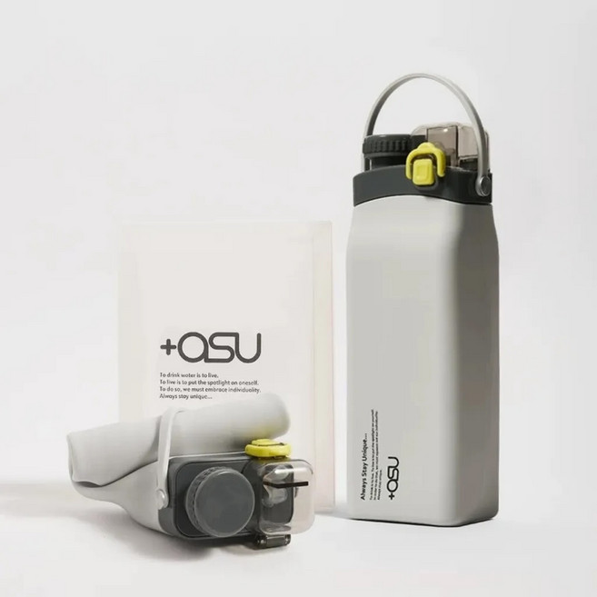 asu日本進口折疊水壺 食品級白金矽膠 軟式水壺 戶外露營登山衝浪旅行, 淺灰色, 1個, 600ml