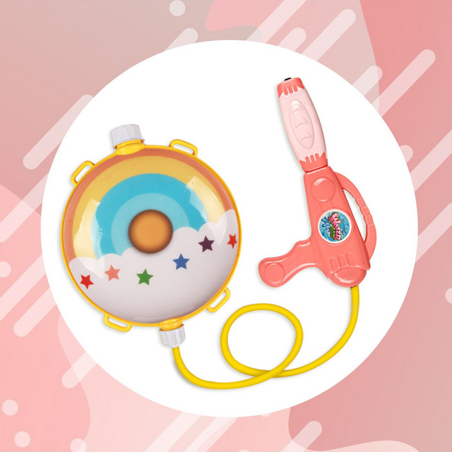 Water gun물총 소년과 소녀를 위한 배낭 물총 조절 가능한 스트랩이 있는 캡틴 아메리카 물 블래스터 물총 실내 야외 재미 게 도넛 아기 상어에 이상적인 물총, 1개, Rainbow