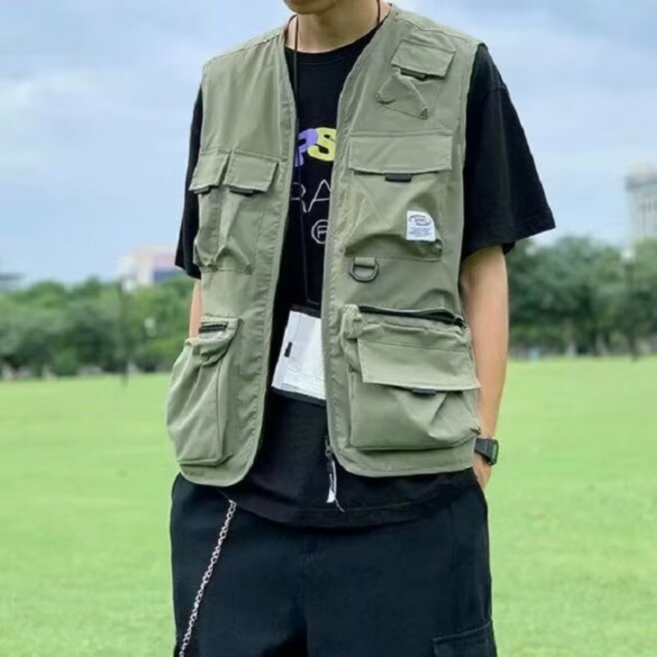 ON US 조끼 아웃도어 캠핑 등산 낚시 배달 작업 조끼 기능성 멀티포켓