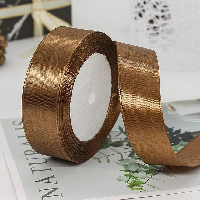 기본 새틴 공단 리본끈 25mm 22m, 30# 초코