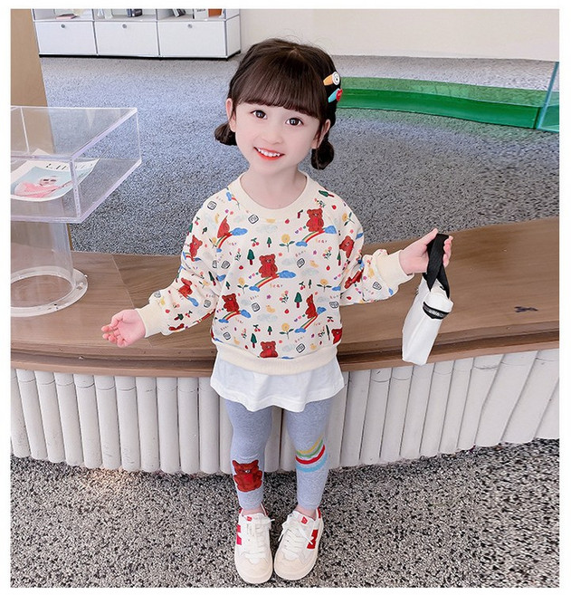 아짱 키즈남녀공용 봄가을상하세트 빨강곰상하세트